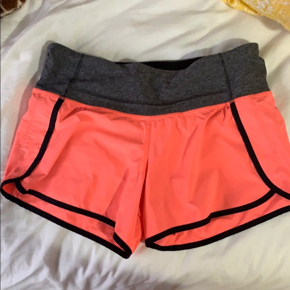 Coral and Grey Lululemon shorts